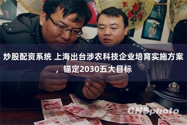 炒股配资系统 上海出台涉农科技企业培育实施方案，锚定2030五大目标